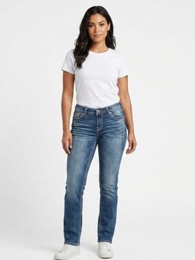 ​Silver Jeans Co. AIKO Mid Straight Jeans Women's W31 L32 Classic Stretch